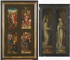 Six Works: La Passion du Christ et de sa Résurrection; La flagellation du Christ; Le Couronnement d’épines; La Résurrection du Christ; L’Apparition du Christ ressuscité à la Vierge; Annonciation; Armoiries - Master of the View of Sainte Gudule