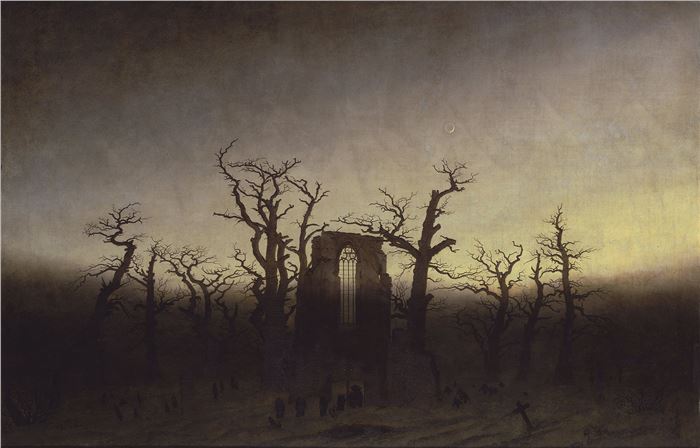 Caspar David Friedrich, The Abbey in the Oakwood, Oil on canvas, 43.4" x 67.3" 1809 - 1810