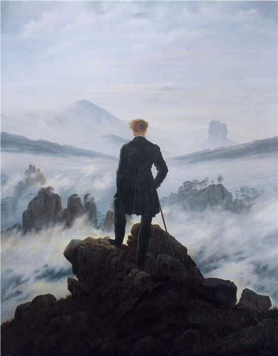 Caspar David Friedrich, Wanderer above the sea of fog, Oil on Canvas, 38.5 x 29.1", 1817