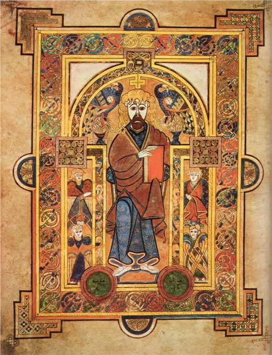 Christ Enthroned, from the Book of Kells, 9th c.