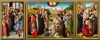 A triptych with the five miracles of Christ A triptych with the five miracles of Christ