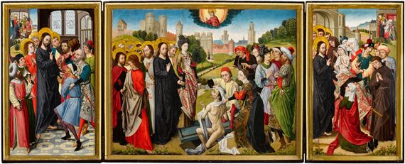A triptych with the five miracles of Christ - Master of the View of Sainte Gudule