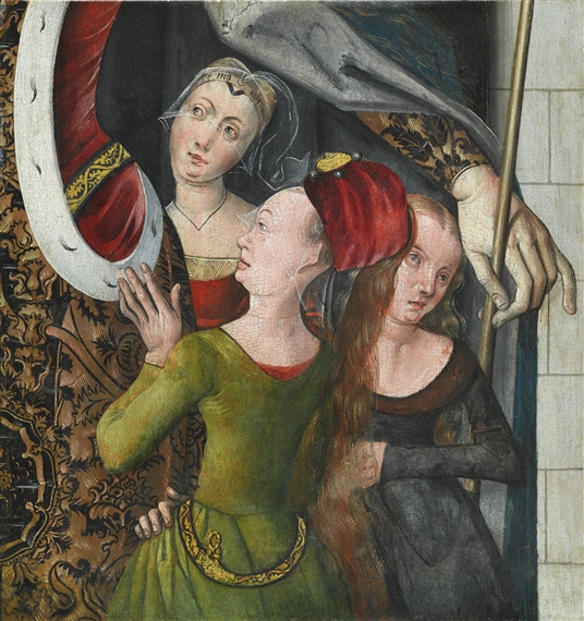 THREE FEMALE SUPPLICANTS, A DETAIL FROM SAINT URSULA PROTECTING THE ELEVEN THOUSAND VIRGINS WITH HER CLOAK - Master of the View of Sainte Gudule